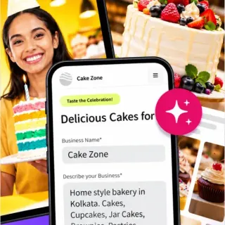 AI website builder creating a website for a bakery from its name and a short description