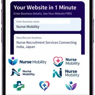 Business logo maker showing logo designs for a nurse recruitment business