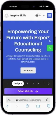 Design 1 of a business website for an education consultant