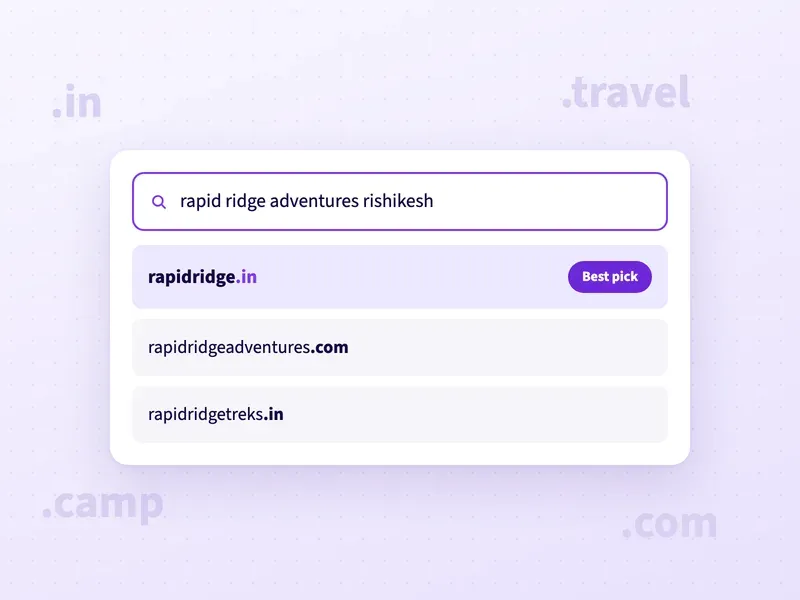 Domain name ideas for an adventure tour company in Rishikesh