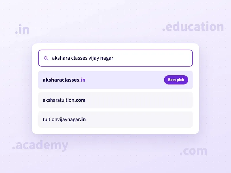 Domain name ideas for a coaching centre in Vijay Nagar, Indore