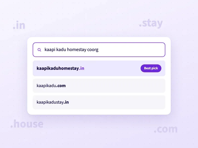 Domain name ideas for a homestay in Coorg