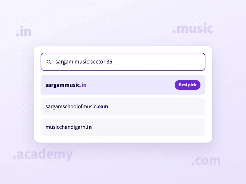 Domain name ideas for a music school in Sector 35, Chandigarh