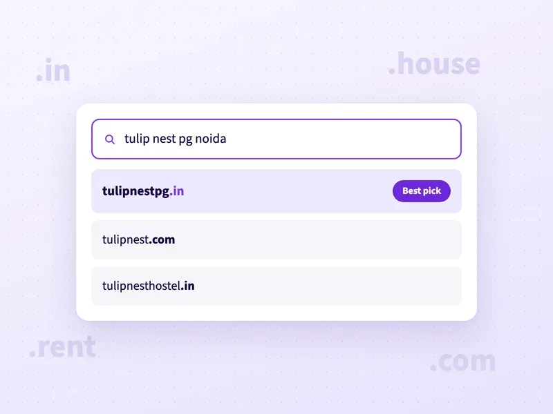 Domain name ideas for a PG in Noida