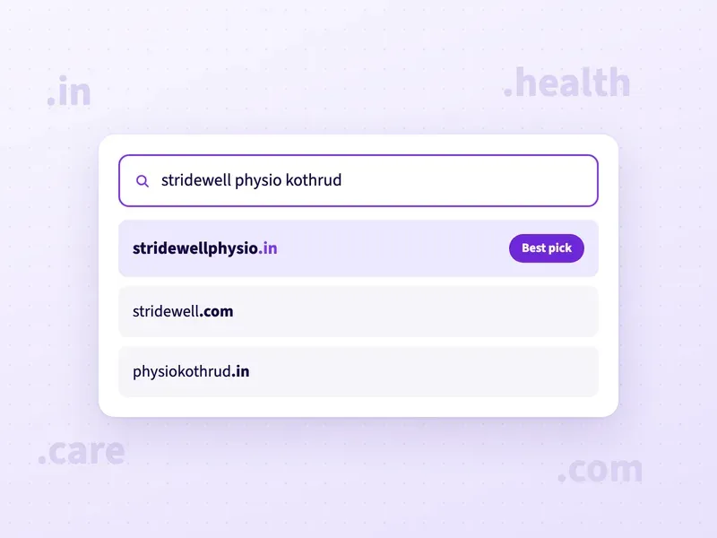 Domain name ideas for a physiotherapy clinic in Kothrud