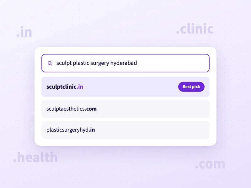 Domain name ideas for a plastic surgery clinic in Jubilee Hills