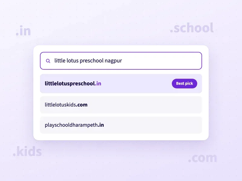 Domain name ideas for a preschool in Dharampeth, Nagpur