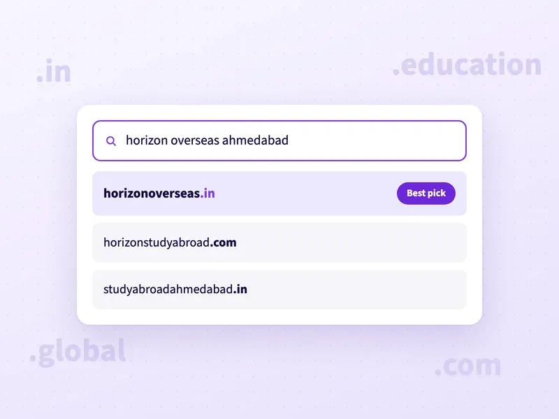 Domain name ideas for a study abroad consultancy in Ahmedabad