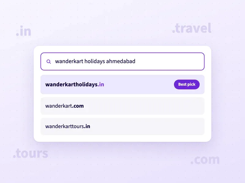 Domain name ideas for a travel agency in Ahmedabad