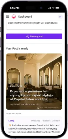 A festival offer post for a salon, created in seconds