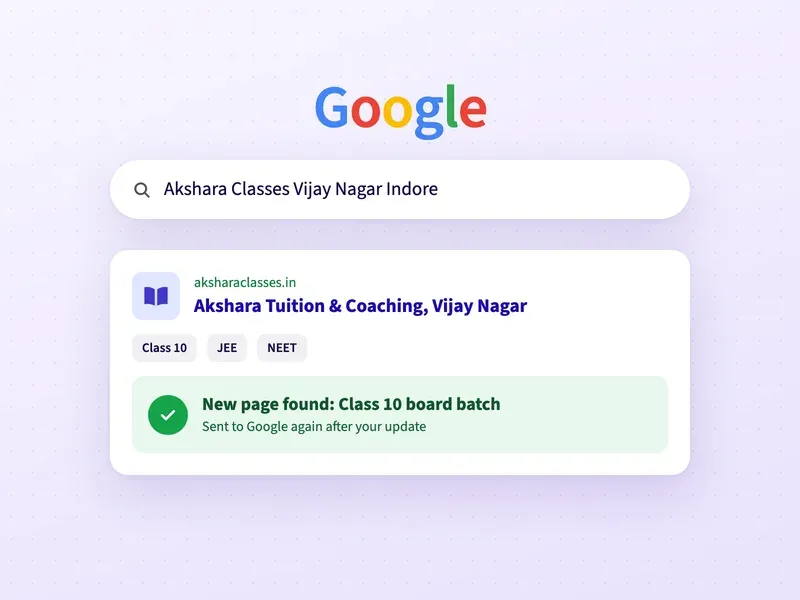 A Google search for a coaching centre, with a check that the centre is on Google