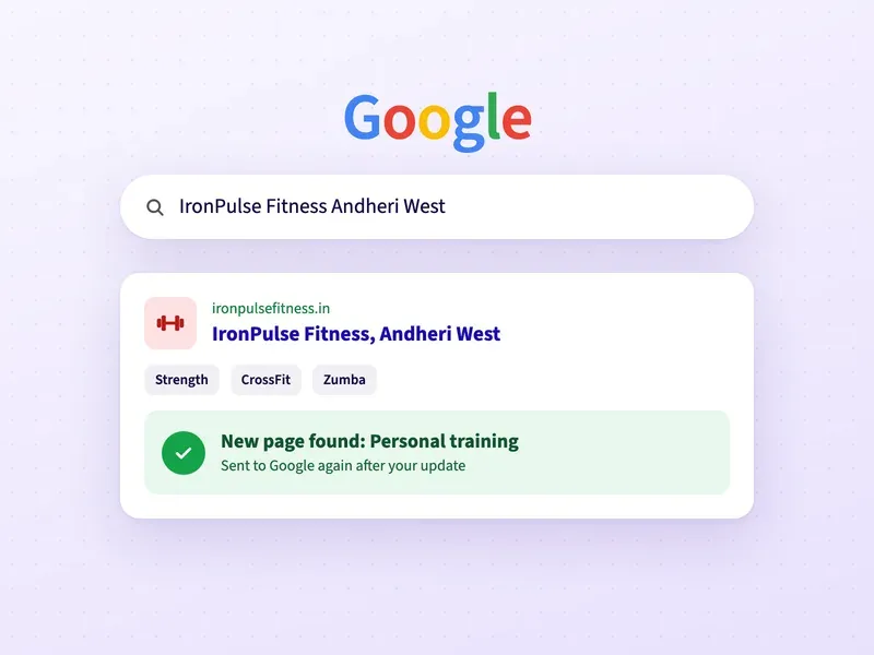 A Google search for a gym, with a check that the gym is on Google