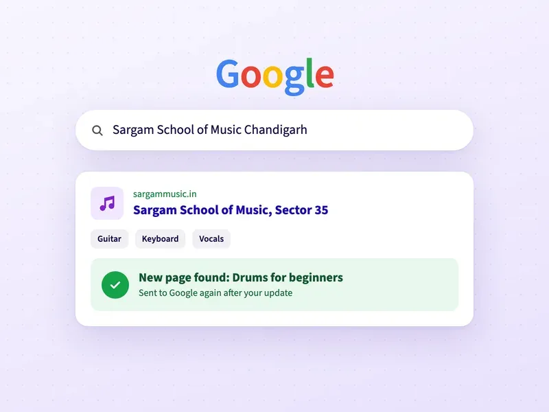 A Google search for a music school, with a check that the school is on Google