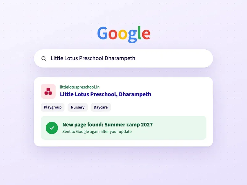 A Google search for a preschool, with a check that the preschool is on Google