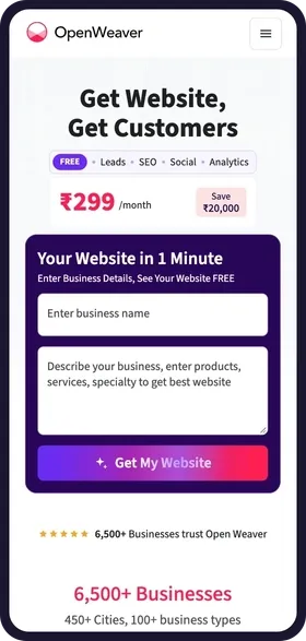 On a phone, IronPulse Fitness is typed into the Open Weaver form, then strength training, CrossFit, Zumba, personal training, a women-only batch, 5 am to 11 pm timings and Andheri West, Mumbai are typed into the description