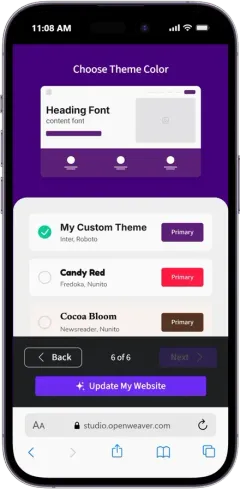 Pick a new theme colour and font in one tap