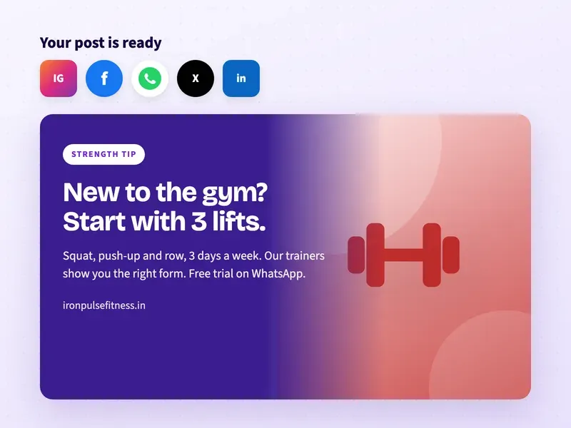 A ready social media post for a gym about starting strength training