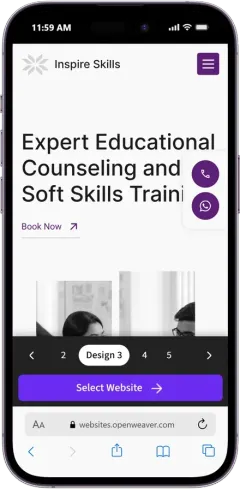 Six website designs to choose from, with Design 3 shown