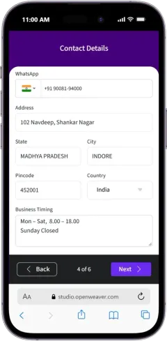 Update WhatsApp, address and timings for maps and call buttons
