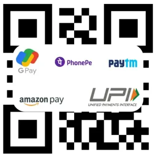 UPI QR code with Google Pay, PhonePe, Paytm and Amazon Pay, to accept UPI payments online